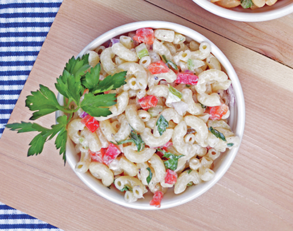 vegan macaroni salad with yogurt