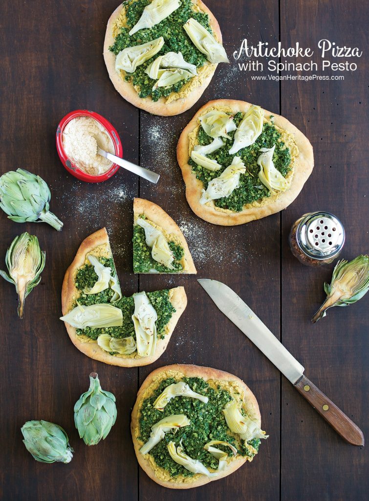 Artichoke Pizza with Spinach Pesto from Cook the Pantry by Robin Robertson