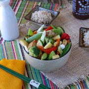Roasted Tofu and Vegetable Stir-Fry with Garlic-Ginger Sauce from The Abundance Diet by Somer McCowan