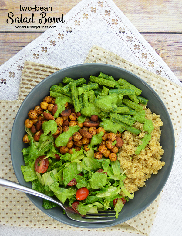 Two-Bean Salad Bowl with Pesto Dressing from Vegan Bowls by Zsu Dever (gluten-free)