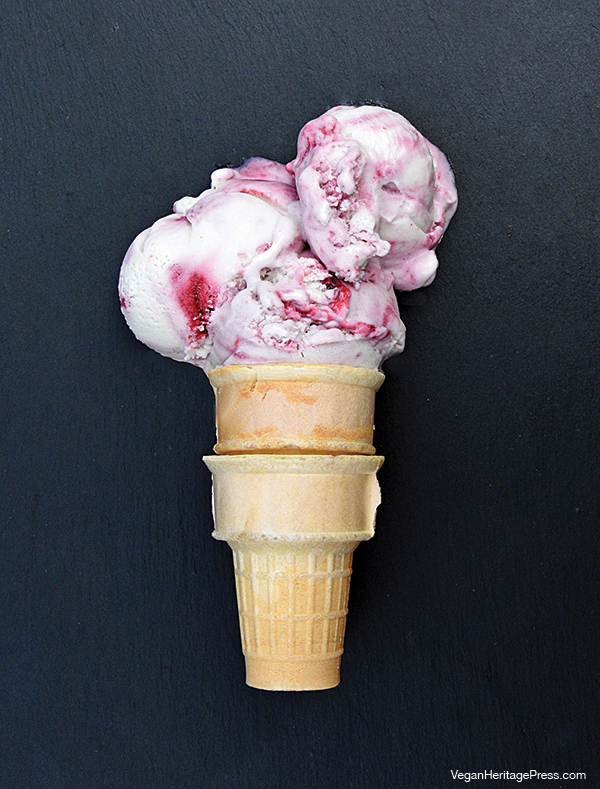 Vegan Berry Swirl-Coconut Ice Cream from Aquafaba by Zsu Dever (gluten-free, dairy-free)